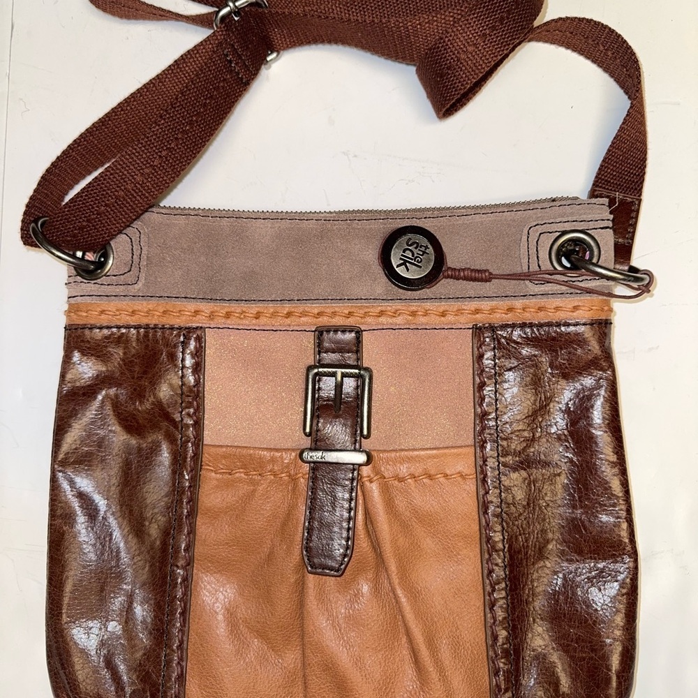 The Sak‎ Boho Leather Crossbody Bag Brown Tan Suede Adjustable strap